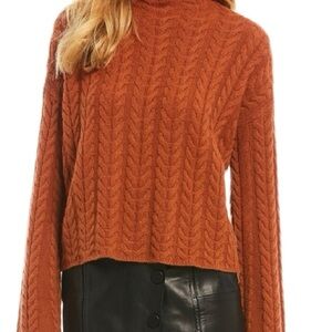 ANTONIO MELANI Cable Knit Turtleneck Sweater in Rust Orange